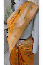 Bandani Yellow silk saree