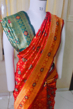 Bandani Red Silk Saree
